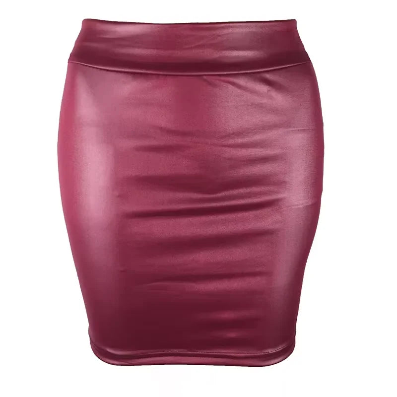 Leather Matte Slim Mini Short High Waist Skirt