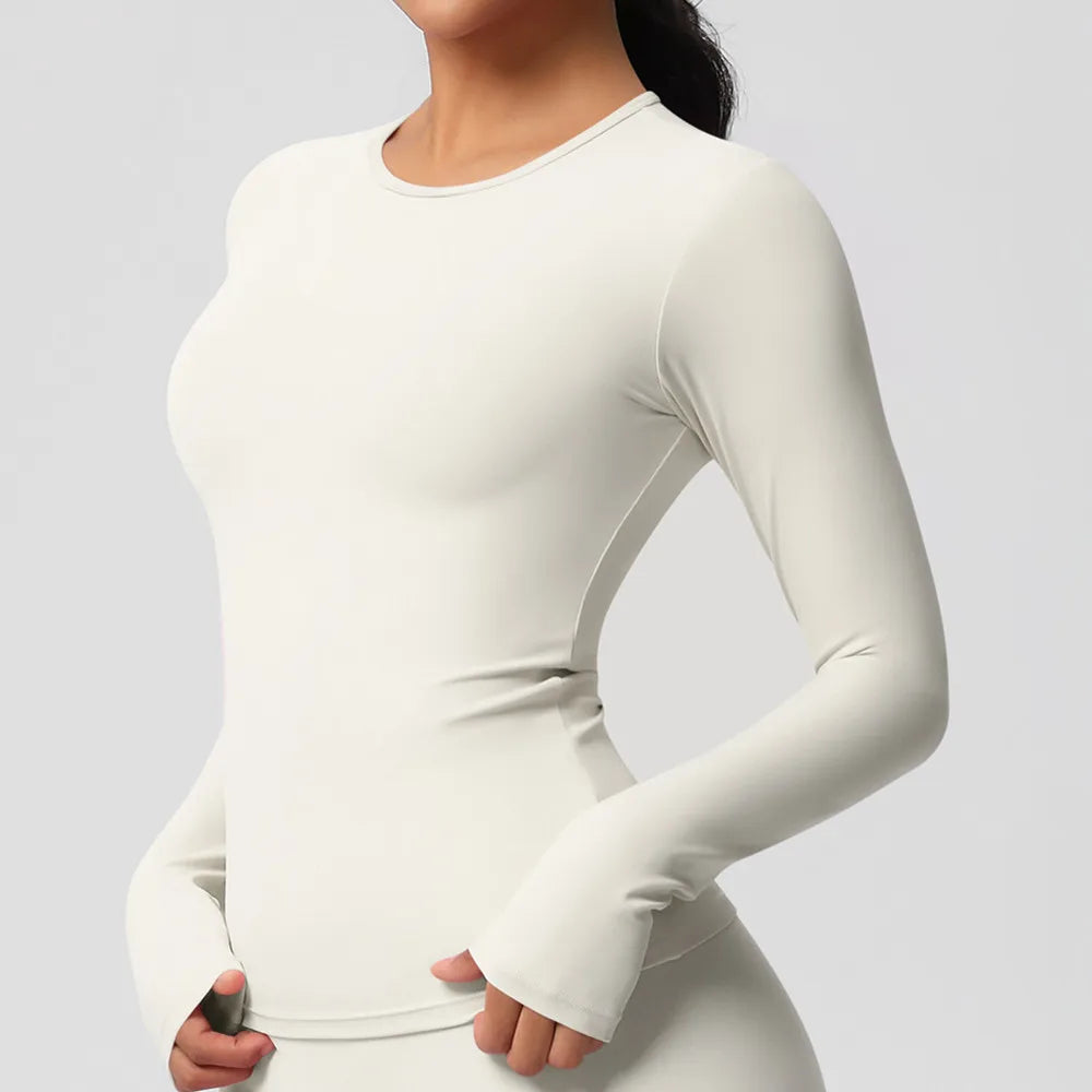 Long Sleeve Fitness Dry Fit Breathable High Elastic Sports Crop Tops
