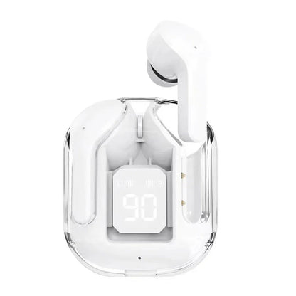 Bluetooth-Compatible Noise Canceling Translucent Earphones with Digital Display Charging Case