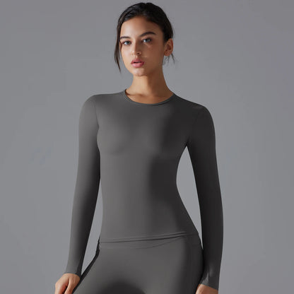Long Sleeve Fitness Workout Breathable High Elastic Sports Top