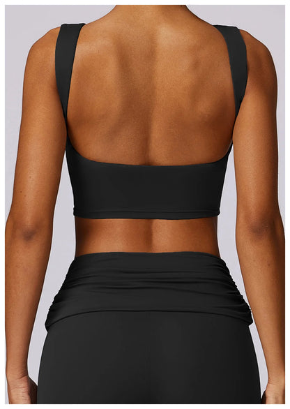 Sports Bra  Open Back Yoga Breathable Slim Fit  Tank Top With Removable Pads