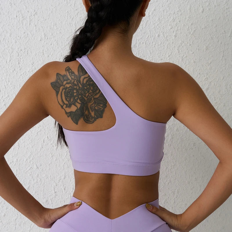 Sexy sports Bra One Shoulder Yoga Bra Detachable