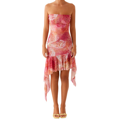 Elegant Off-Shoulder Maxi Dress with Lace Detailing and Flowy Ruffled Hem