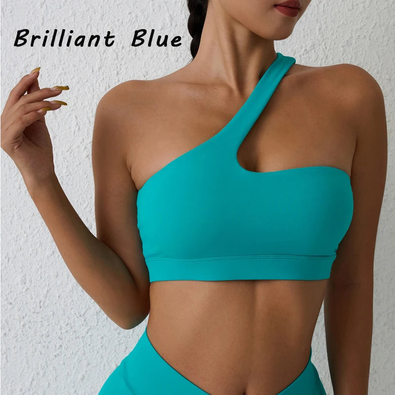 Sexy sports Bra One Shoulder Yoga Bra Detachable