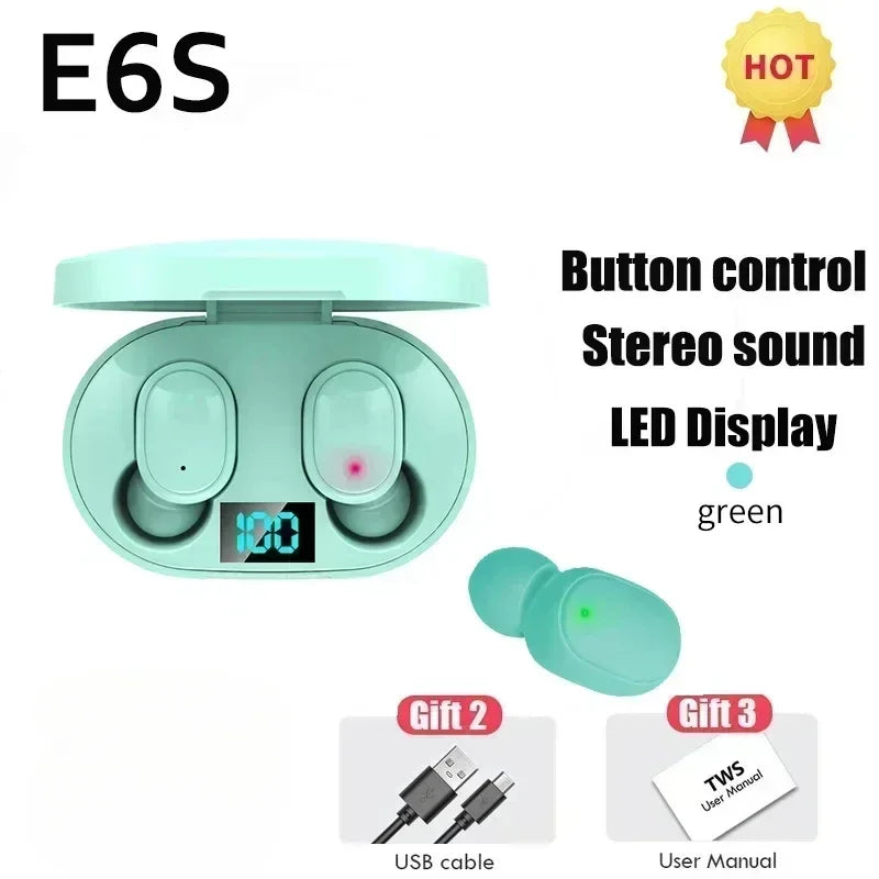 E6S Wireless Bluetooth  Earbuds Noise Cancelling with Microphone