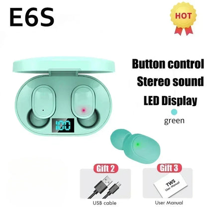 E6S Wireless Bluetooth  Earbuds Noise Cancelling with Microphone