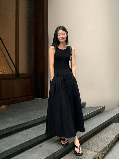 Women Chic A-Line Midi Dresses Female Bodycon Elegant Black White