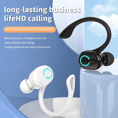 Wireless Bluetooth Earphones HIFI Bass With HD MIC Ear-Hook Earbuds Noise Cancelling Life Waterproof