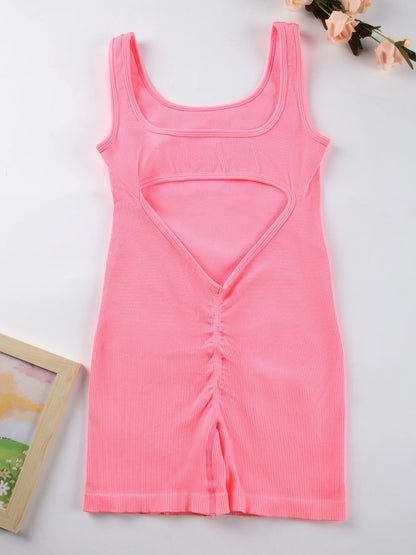 1PCS Backless Yoga Suit U Neck Sleeveless Without Bust Pads