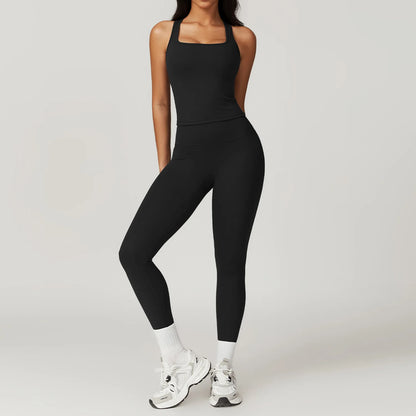 Yoga Sets 2 piece Seamless Leggings Tank Shorts Suit