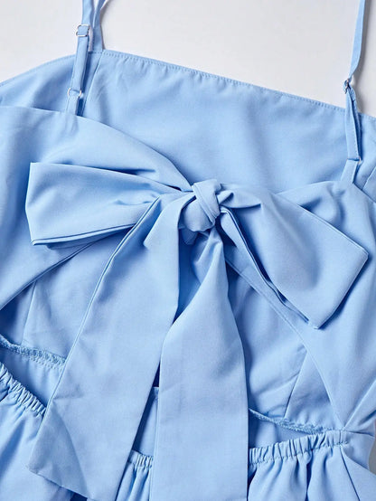Light Blue Italian Thin Strap Layered Mini Dress Is A Sexy and Cute Short Party Dress