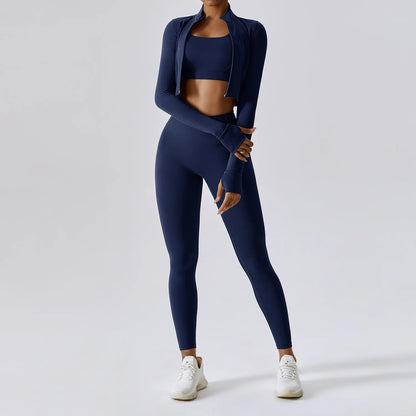 Yoga Set 3PCS  Sports Bra ，Jacket， Leggings