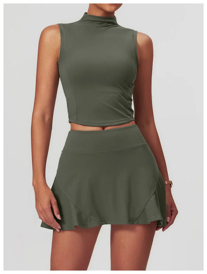 Yoga Vest  Crop Top Gym Sleeveless Stand Collar