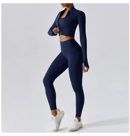 Yoga Set 3PCS  Sports Bra ，Jacket， Leggings