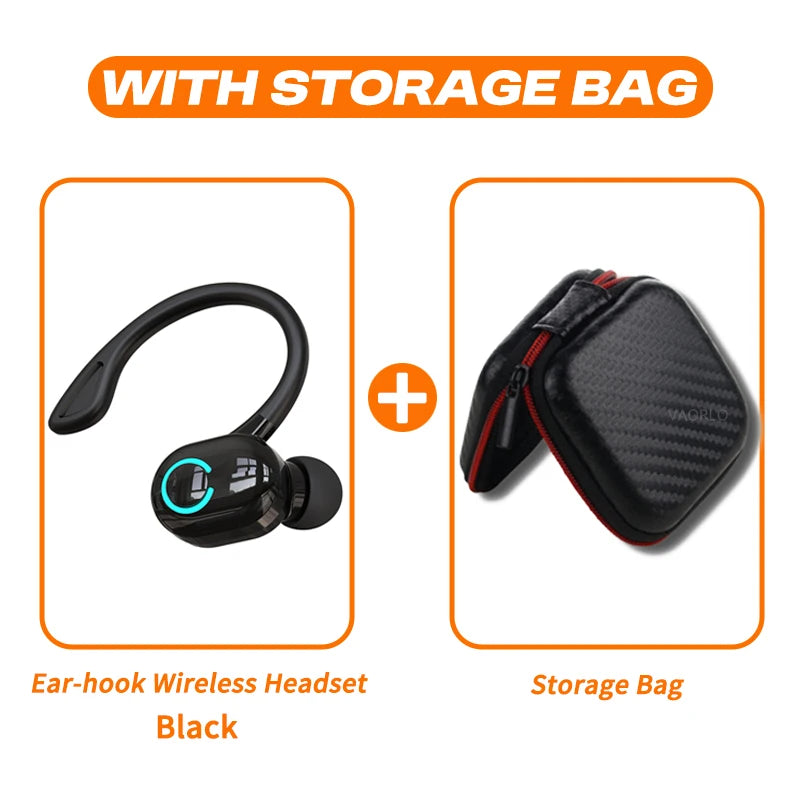 Wireless Bluetooth Earphones HIFI Bass With HD MIC Ear-Hook Earbuds Noise Cancelling Life Waterproof