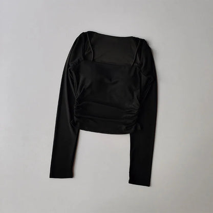 Women Sports Tops Fixed Chest Pads  Long Sleeves