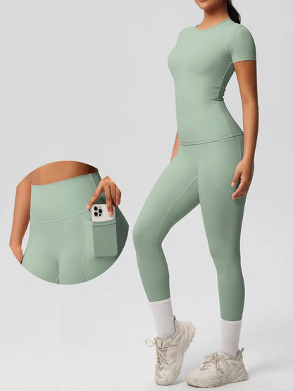 Women 2pcs Patchwork Sport Yoga Suit