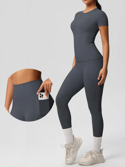 Women 2pcs Patchwork Sport Yoga Suit