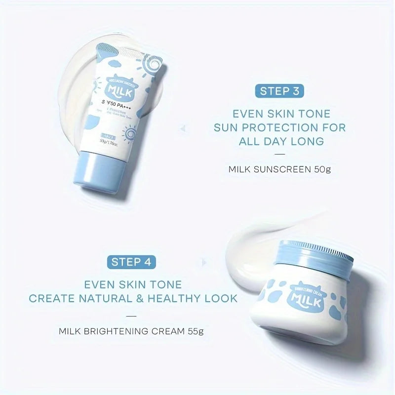 Skin Care Set  Facial Cleanser & Body Scrub & Hand Wax & Eye Cream & Sunscreen & Storage Bag