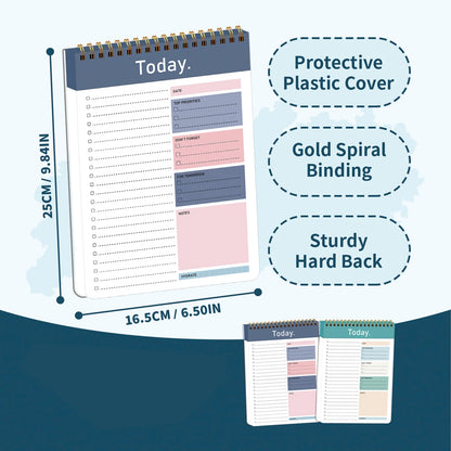 To Do List Notepad - 104 Pages Double-Sided 52 Sheets Daily Undated Planner Notebook