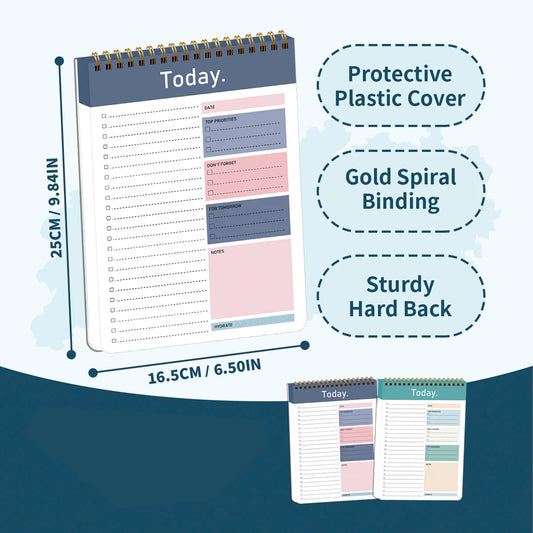 To Do List Notepad - 104 Pages Double-Sided 52 Sheets Daily Undated Planner Notebook