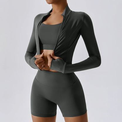 Yoga Set 3PCS  Sports Bra ，Jacket， Leggings