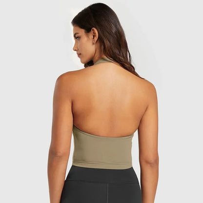Women's Sports Halter Neck Tank Top; Shockproof Anti-sagging Back