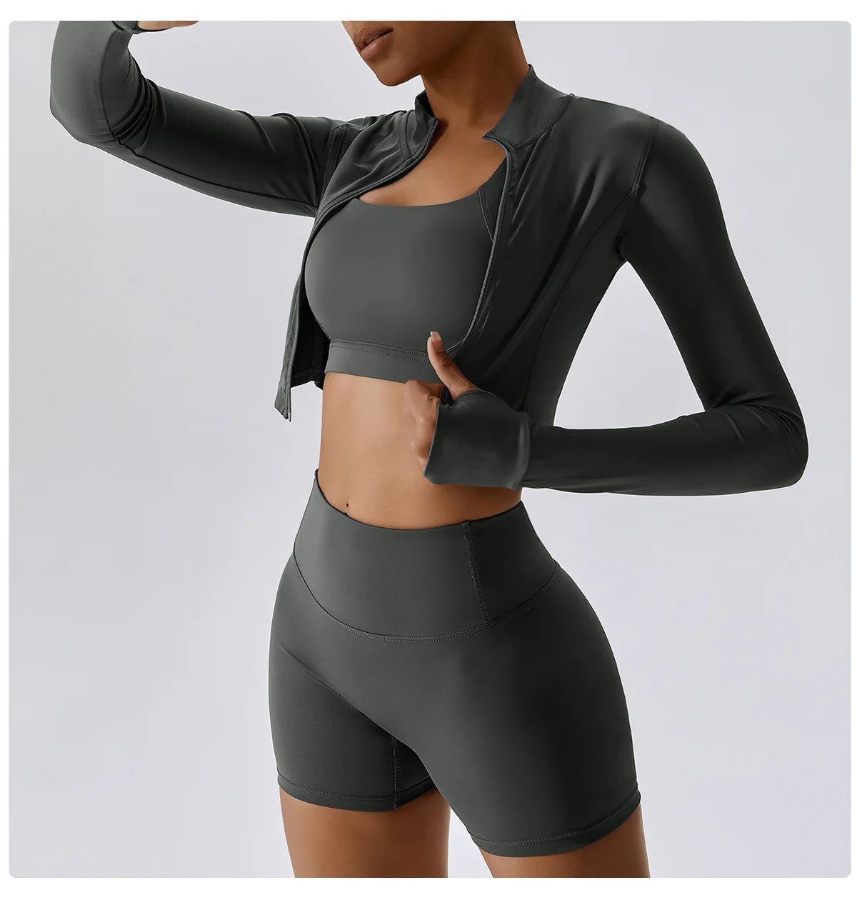 Yoga Set 3PCS  Sports Bra ，Jacket， Leggings