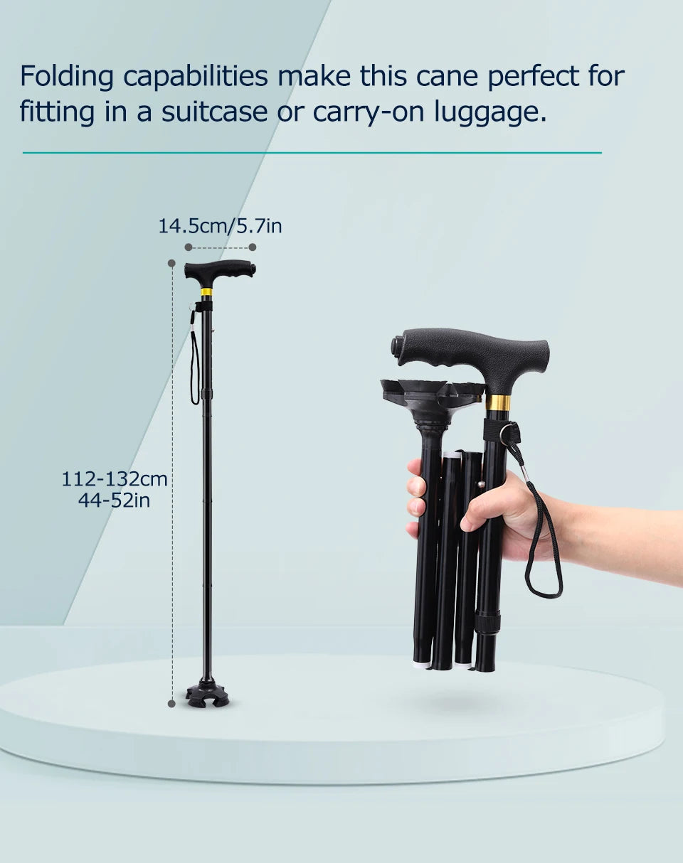 Foldable Walking Cane Lightweight Adjustable Heavy Duty
