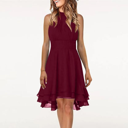 Solid Color Sexy Off-Shoulder Sleeveless Dress