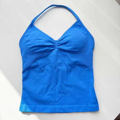Strappy Yoga Top - Backless  Built-in Bra & Removable Cups for Running