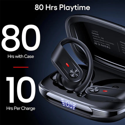 Bluetooth V5.3 Waterproof Headphones IPX7 with Noise Cancelling  80Hrs Playtime