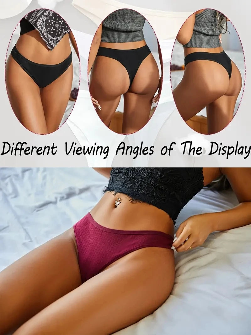 6Pcs/Set Women Cotton Thongs Panties Low Rise G-String
