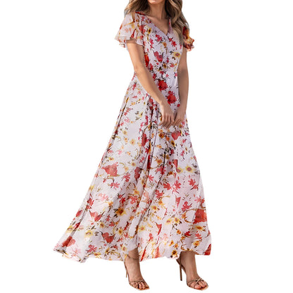 Short Sleeve Maxi Dresses Cute Floral