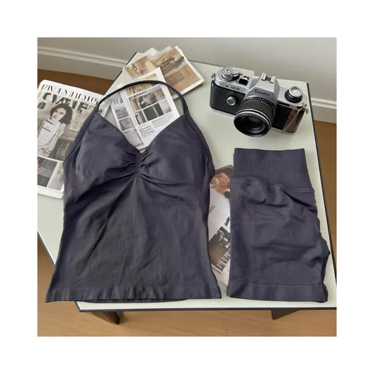 Yoga 2-piece Lace-up Tops and Shorts