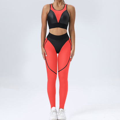 Patchwork Suit for Fitness Elastic Breathable Sport Set