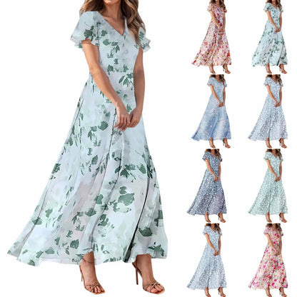 Short Sleeve Maxi Dresses Cute Floral