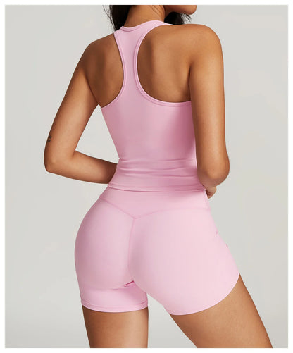 Yoga Sets 2 piece Seamless Leggings Tank Shorts Suit