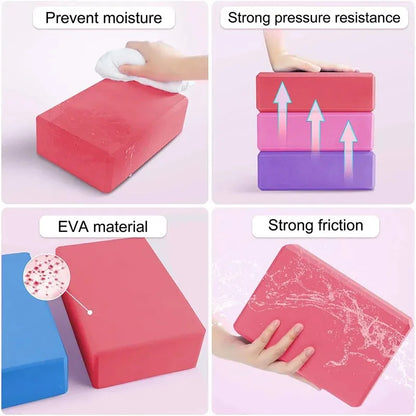 2pcs High Density Yoga Blocks - Non-Slip Foam Yoga Brick for Balance & Strength Training