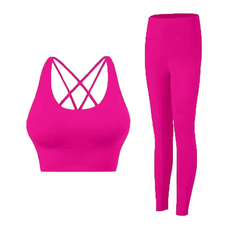 2 Piece Yoga Push Up  Sports Bra Leggings Suit