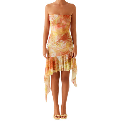 Elegant Off-Shoulder Maxi Dress with Lace Detailing and Flowy Ruffled Hem