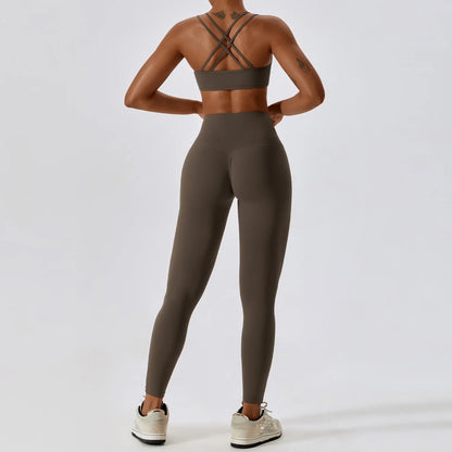 Yoga  High Waist Leggings And Top Two Piece Set Seamless