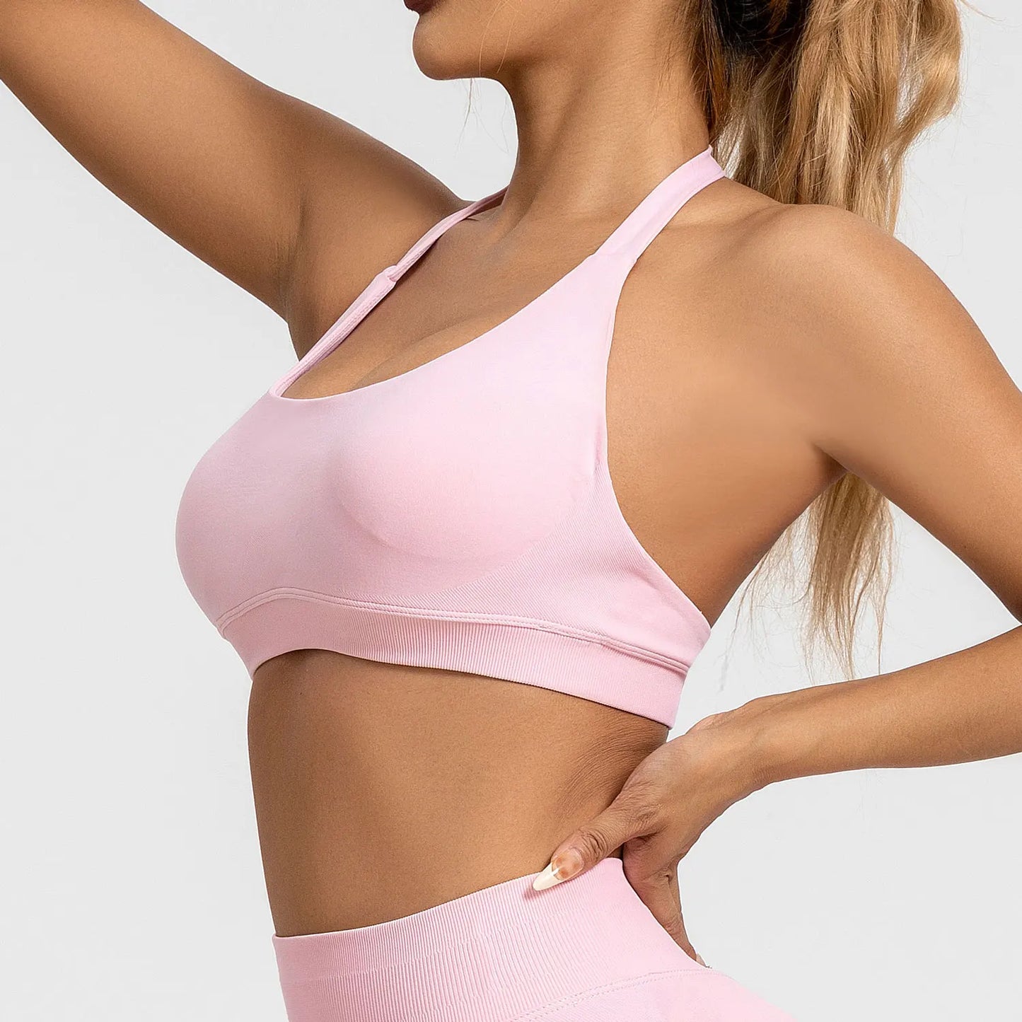 Halter Top Sports Bra Push-up Sexy Open Back