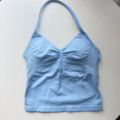 Strappy Yoga Top - Backless  Built-in Bra & Removable Cups for Running