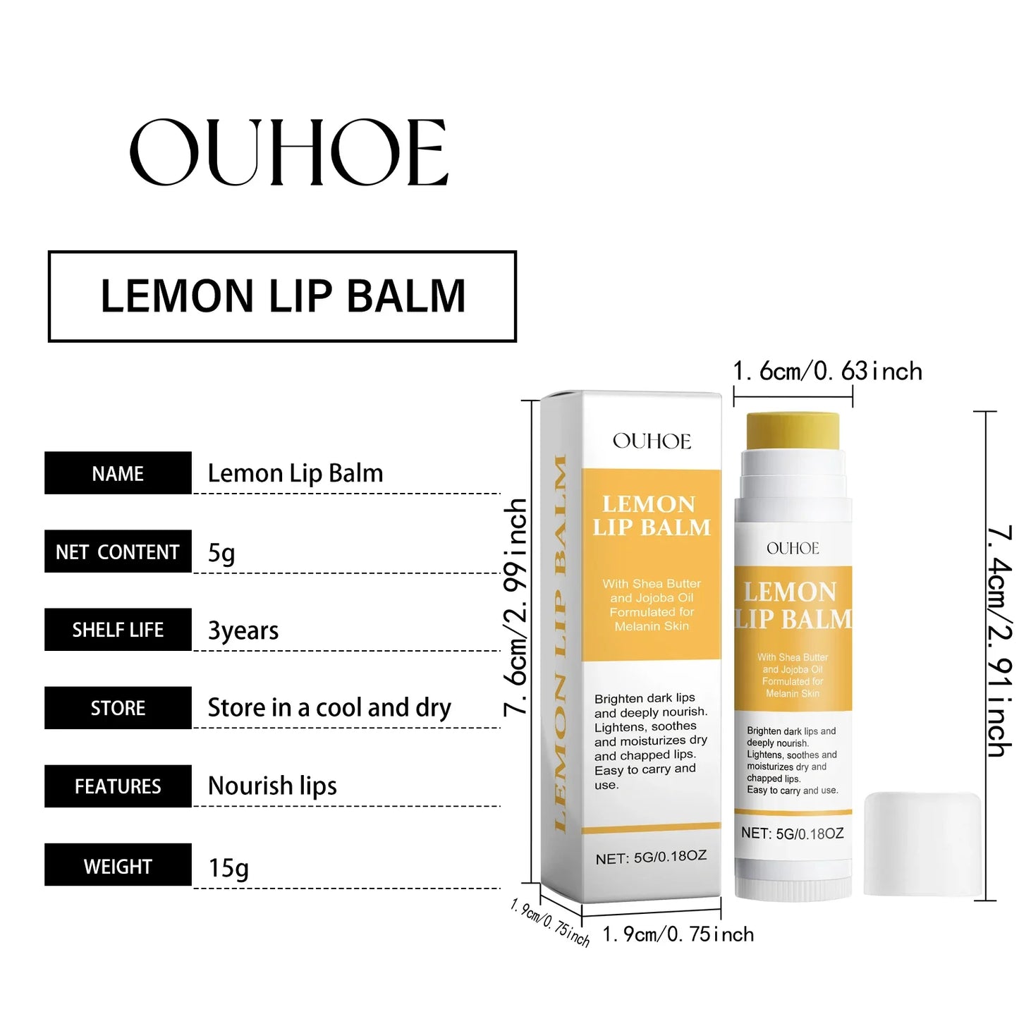 Ginger Lemon Lip Balm Mask Gloss Oil Exfoliating Clean Turmeric Dark Melanin Remove Improve Dullness Moisturizer