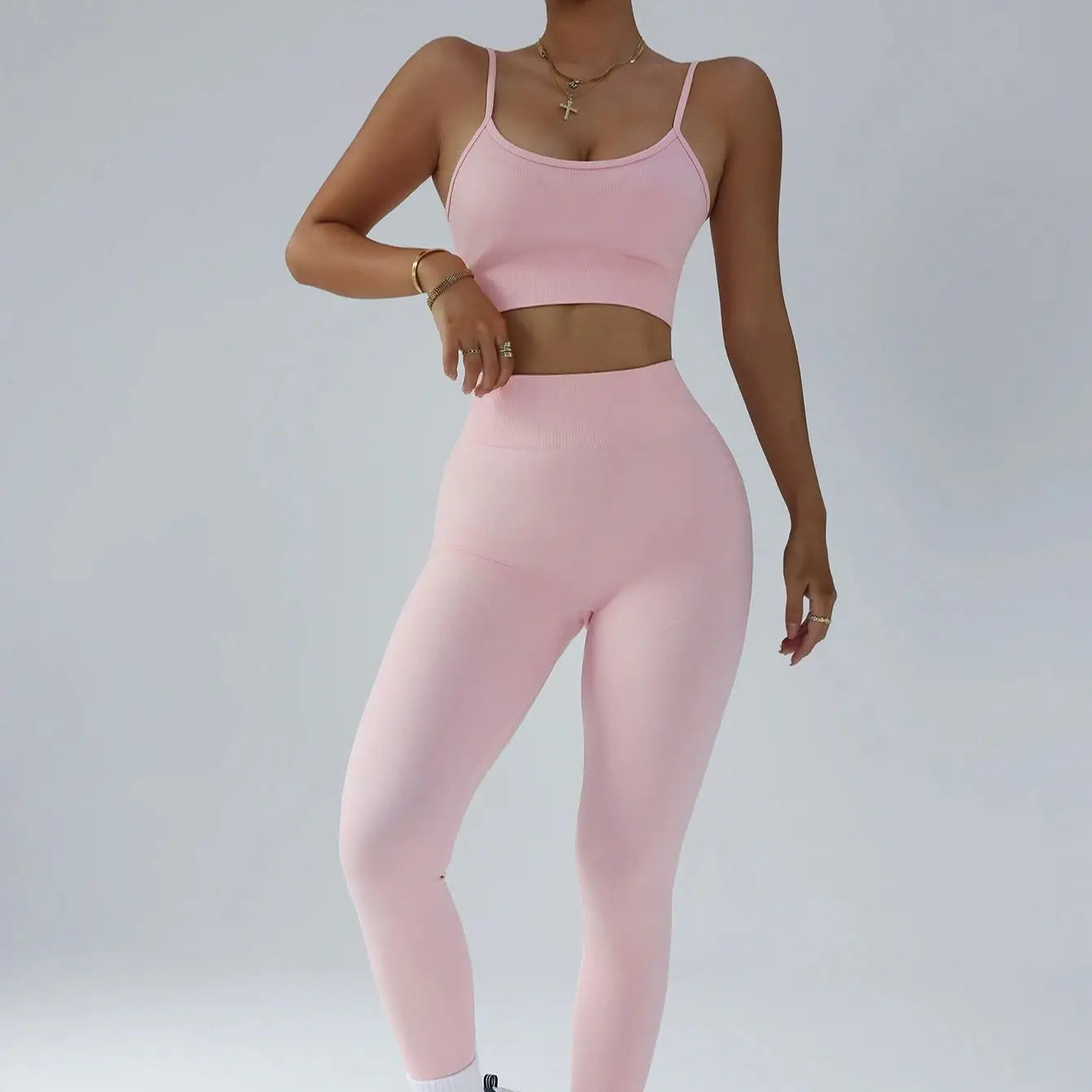 2 Pcs Yoga Set Breathable Sports Bra High Waist Leggings