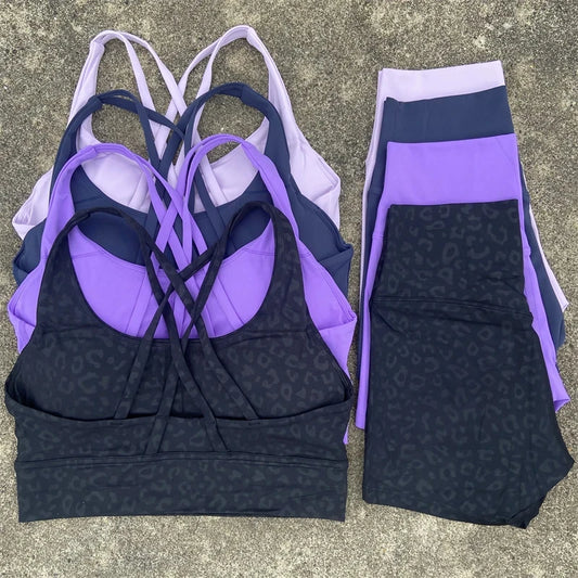 Yoga Set 2 Piece Cross Back Bra Top High Waist Shorts