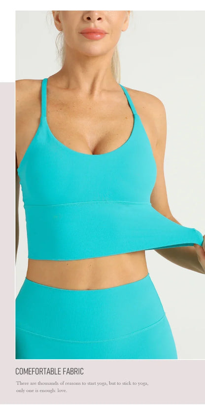 Solid Color  Sexy Cross Back Y shape Sports Bra Fitness Sling