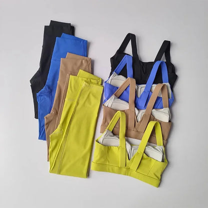 Sports Bra High Waist Leggings Shorts Gym Set