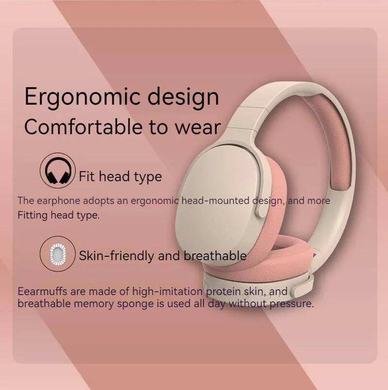 Fashion Wireless Bluetooth Headphones Over Ear HIFI Stereo Headsets